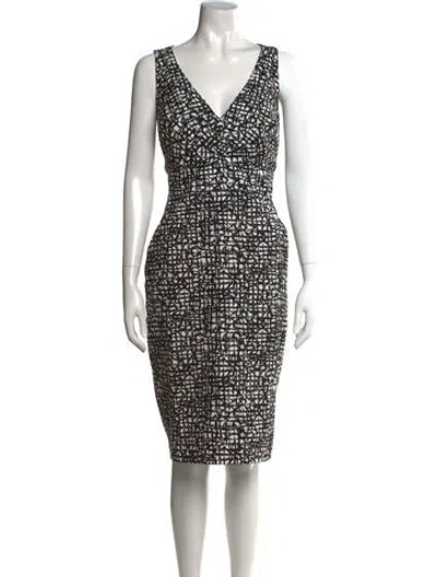 Pre-owned Lafayette 148 Printed Knee-length Dress In Black