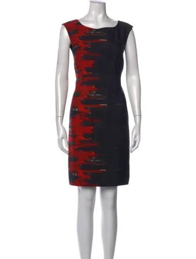 Pre-owned Lafayette 148 Printed Knee-length Dress In Black