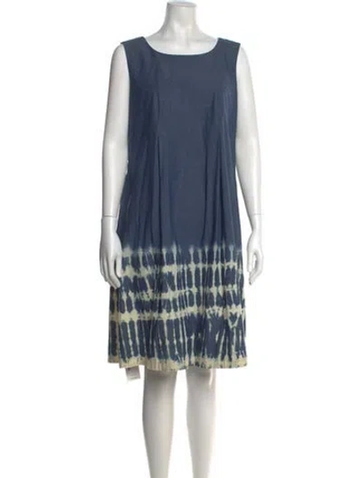Pre-owned Lafayette 148 Printed Knee-length Dress In Blue