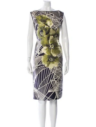 Pre-owned Lafayette 148 Printed Knee-length Dress In Blue