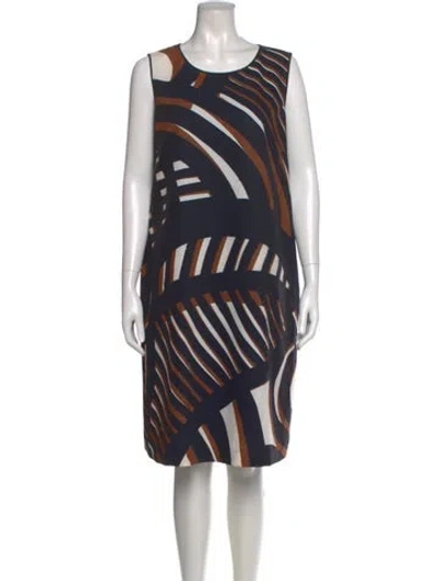 Pre-owned Lafayette 148 Printed Knee-length Dress In Blue