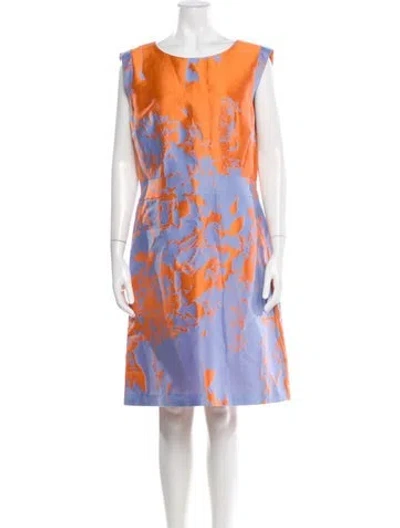 Pre-owned Lafayette 148 Printed Knee-length Dress In Blue