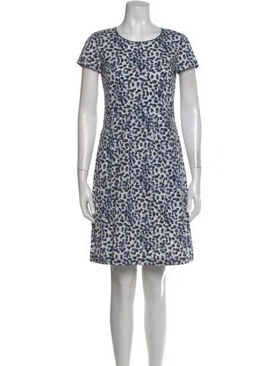 Pre-owned Lafayette 148 Printed Knee-length Dress In Blue