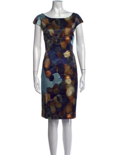 Pre-owned Lafayette 148 Printed Knee-length Dress In Blue