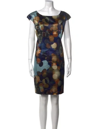 Pre-owned Lafayette 148 Printed Knee-length Dress In Blue