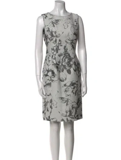 Pre-owned Lafayette 148 Printed Knee-length Dress In Gray