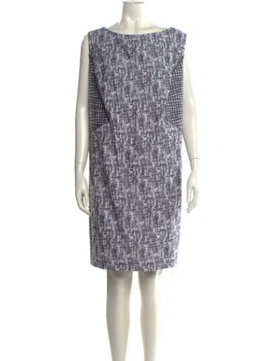 Pre-owned Lafayette 148 Printed Knee-length Dress In Gray