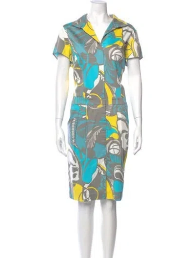 Pre-owned Lafayette 148 Printed Knee-length Dress In Gray