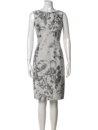 Pre-owned Lafayette 148 Printed Knee-length Dress In Gray
