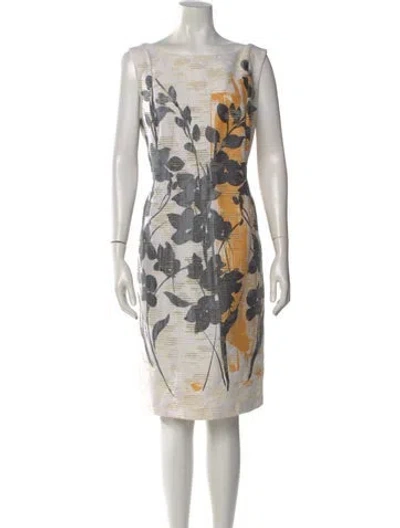 Pre-owned Lafayette 148 Printed Knee-length Dress In Gray