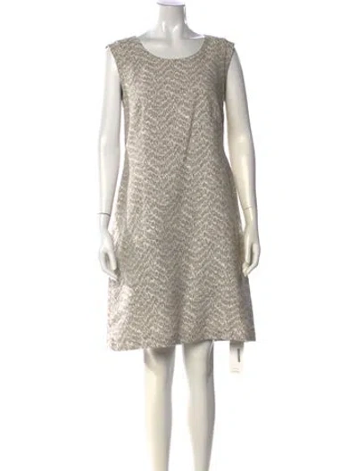 Pre-owned Lafayette 148 Printed Knee-length Dress In Gray