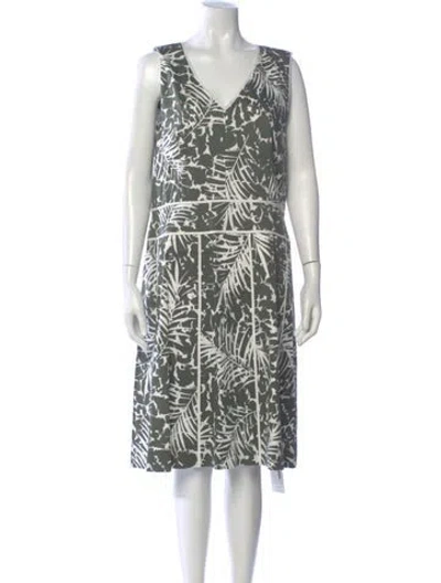 Pre-owned Lafayette 148 Printed Knee-length Dress In Green