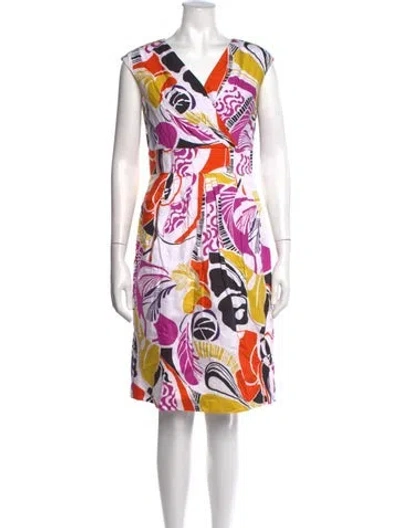 Pre-owned Lafayette 148 Printed Knee-length Dress In Multi