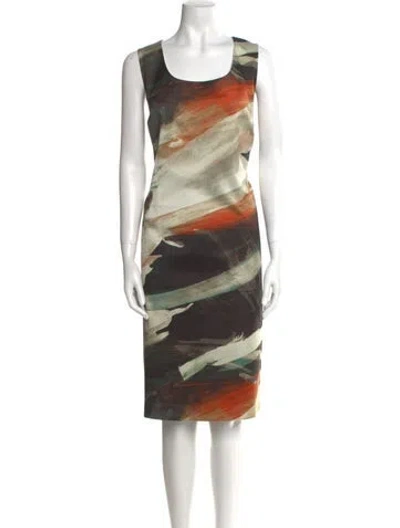 Pre-owned Lafayette 148 Printed Knee-length Dress In Neutral