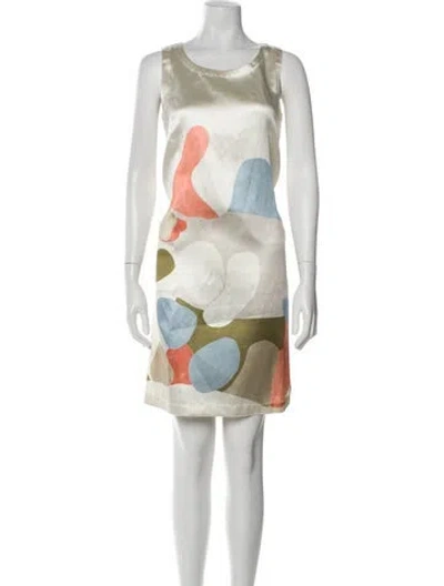 Pre-owned Lafayette 148 Printed Knee-length Dress In Neutral