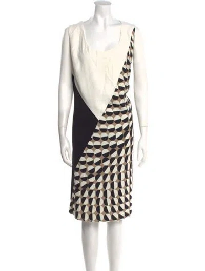 Pre-owned Lafayette 148 Printed Knee-length Dress In Neutral