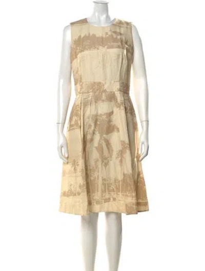 Pre-owned Lafayette 148 Printed Knee-length Dress In Neutral