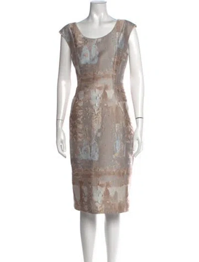Pre-owned Lafayette 148 Printed Knee-length Dress In Neutral