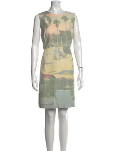 Pre-owned Lafayette 148 Printed Knee-length Dress In Neutral