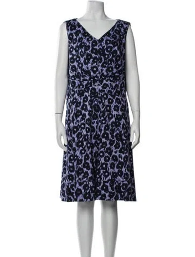 Pre-owned Lafayette 148 Printed Knee-length Dress In Purple