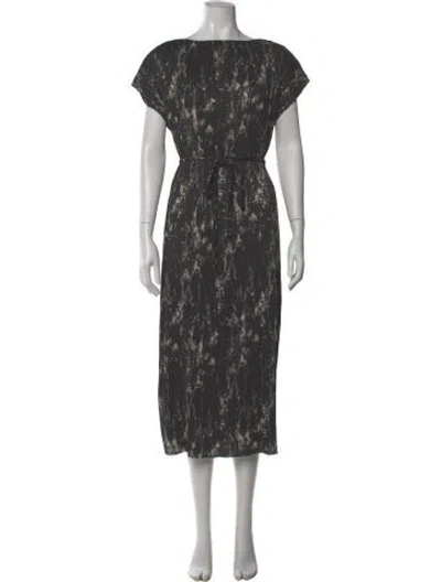 Pre-owned Lafayette 148 Printed Long Dress In Gray