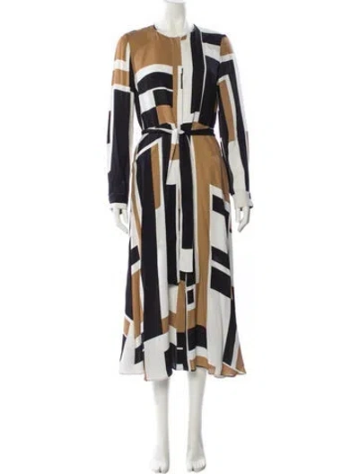 Pre-owned Lafayette 148 Printed Long Dress In Neutral