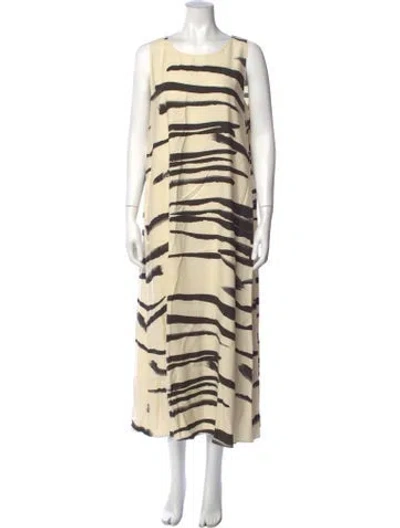 Pre-owned Lafayette 148 Printed Long Dress In Neutrals