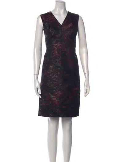 Pre-owned Lafayette 148 Printed Long Dress In Purple