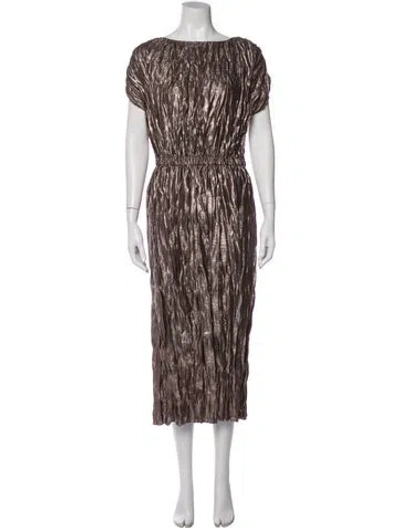 Pre-owned Lafayette 148 Printed Long Dress W/ Tags In Brown