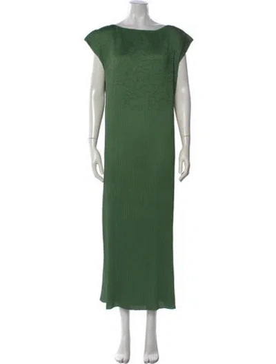 Pre-owned Lafayette 148 Printed Long Dress W/ Tags In Green
