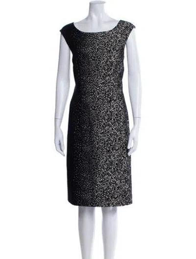Pre-owned Lafayette 148 Printed Midi Length Dress In Black