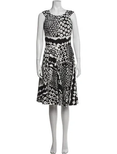 Pre-owned Lafayette 148 Printed Midi Length Dress In Black
