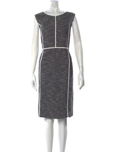 Pre-owned Lafayette 148 Printed Midi Length Dress In Blue
