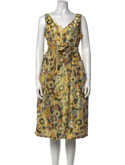 Pre-owned Lafayette 148 Printed Midi Length Dress In Multi