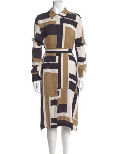 Pre-owned Lafayette 148 Printed Midi Length Dress In Neutral