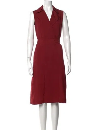 Pre-owned Lafayette 148 Printed Midi Length Dress In Red