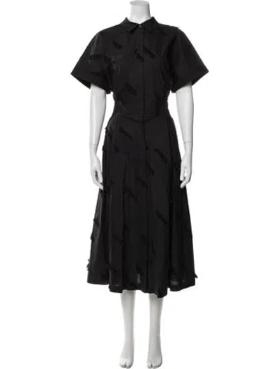 Pre-owned Lafayette 148 Printed Midi Length Dress W/ Tags In Black