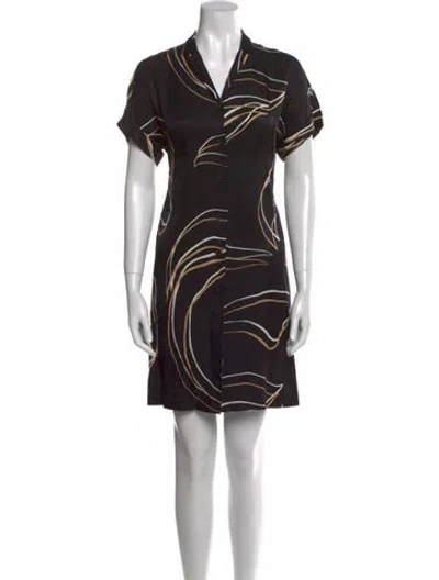 Pre-owned Lafayette 148 Printed Mini Dress In Black