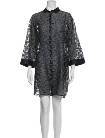 Pre-owned Lafayette 148 Printed Mini Dress In Black
