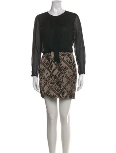 Pre-owned Lafayette 148 Printed Mini Dress In Black