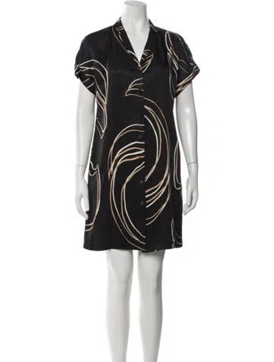 Pre-owned Lafayette 148 Printed Mini Dress In Black