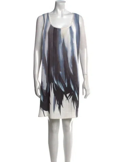 Pre-owned Lafayette 148 Printed Mini Dress In Blue