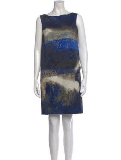 Pre-owned Lafayette 148 Printed Mini Dress In Blue