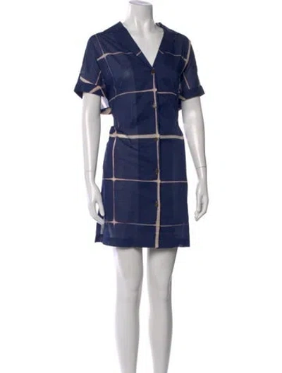 Pre-owned Lafayette 148 Printed Mini Dress In Blue