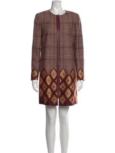 Pre-owned Lafayette 148 Printed Mini Dress In Purple