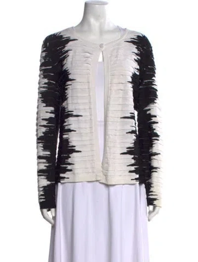 Pre-owned Lafayette 148 Printed Open Front Sweater In Neutral