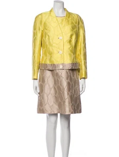 Pre-owned Lafayette 148 Printed Set In Yellow