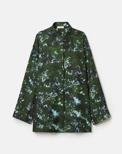 Lafayette 148 Printed Silk Twill Oversized Long Sleeve Blouse