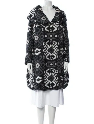 Pre-owned Lafayette 148 Printed Trench Coat In Black