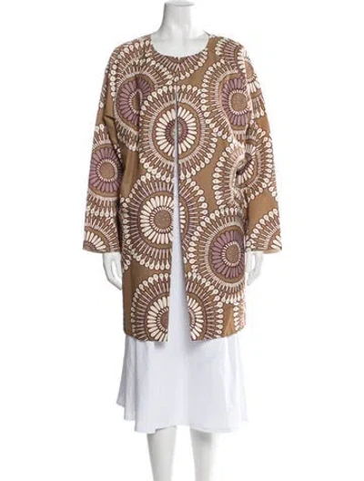Pre-owned Lafayette 148 Printed Trench Coat In Brown